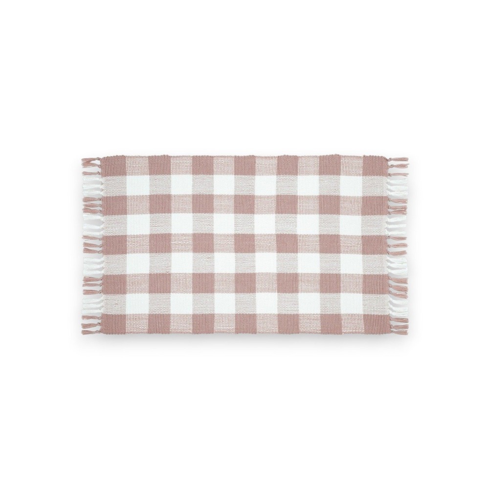 My Texas House Pink Gingham Fringe‎ Layering Rug, 24x38, Spring 2026